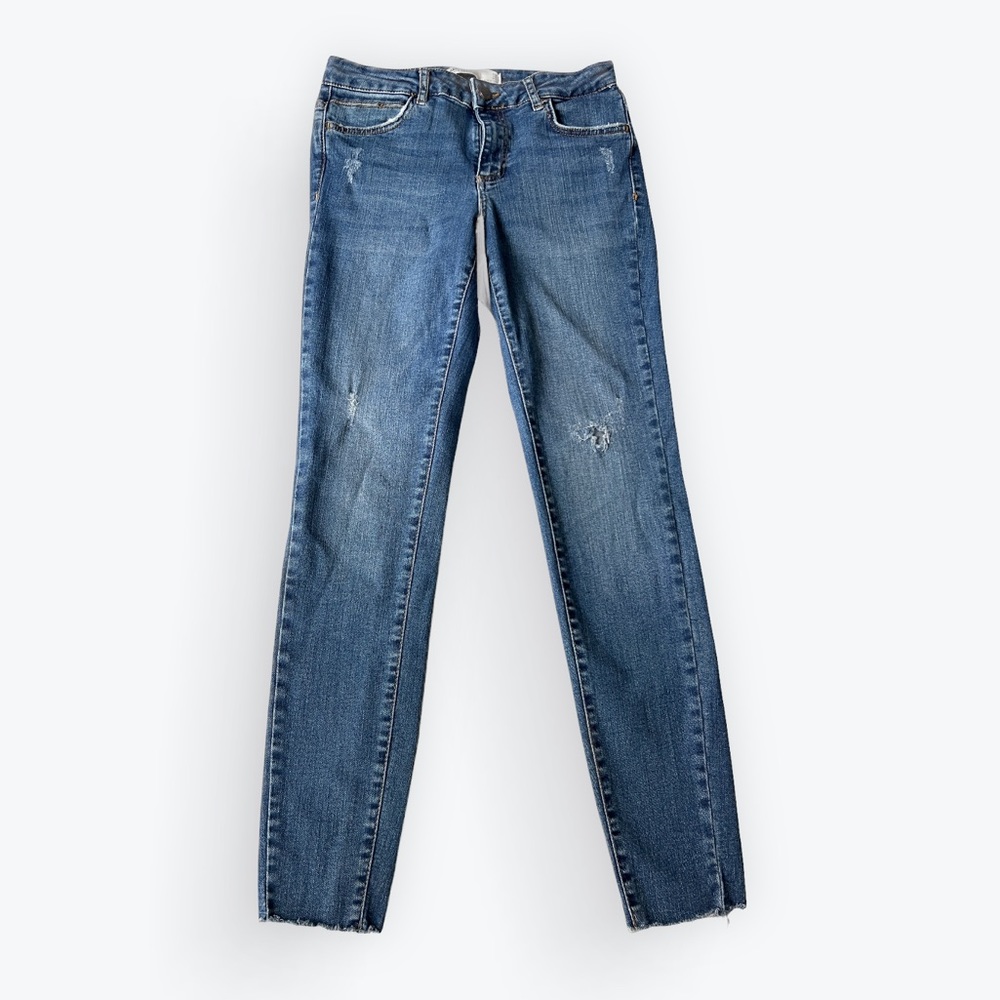 Zara Denim Skinny Jeans Z1975 Frayed Hem Size 6